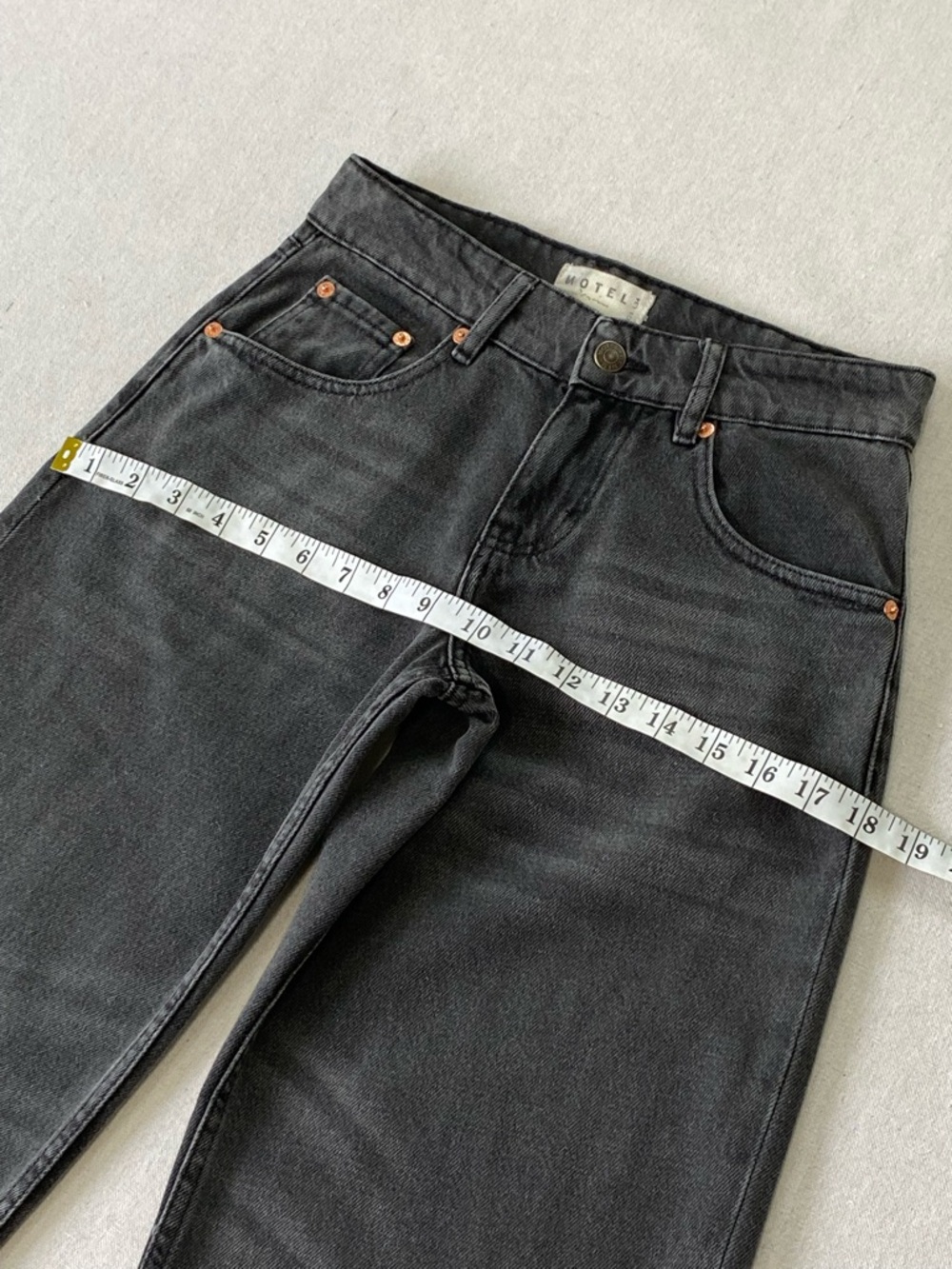 Motel Rocks Low Rise Parallel Jeans In Washed Black Grey - Picture 7 of 14